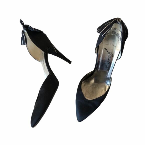 Garolini Bronson Pump Bow Black Silver 8 Vintage - Picture 10 of 13